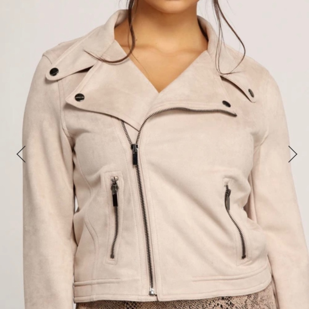 Taupe suede jacket.